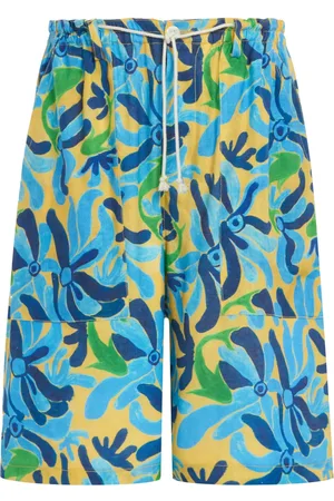 Marni Graphic-print drop-crotch shorts