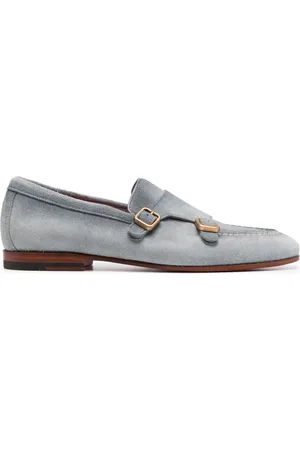 santoni Double-buckle suede monk shoes