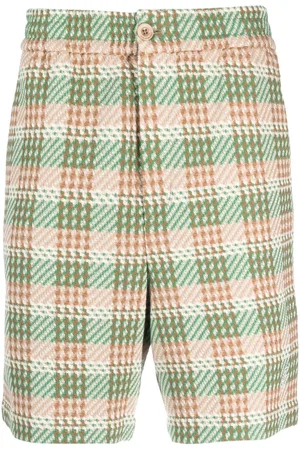 Drôle de Monsieur Plaid-pattern tweed shorts