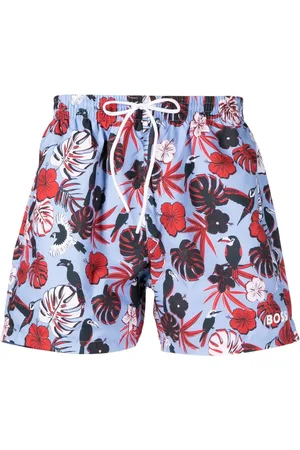 HUGO BOSS Piranha floral-print swim shorts