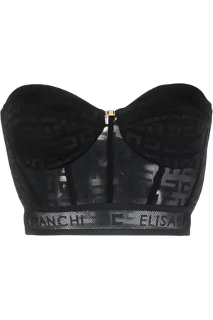 Elisabetta Franchi Women Lace Tops - Logo lace bustier top
