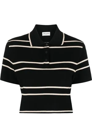 Saint Laurent Stripped cotton polo-shirt