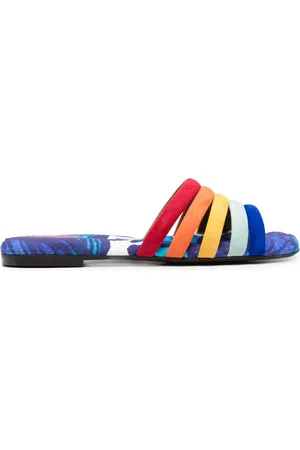 La DoubleJ Tones cotton-chevron slides