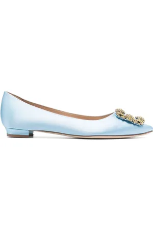 Manolo Blahnik Jewel buckled satin ballerina shoes