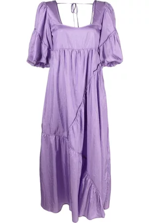 Gestuz Women Midi Dresses - Puff-sleeve panelled empire midi dress