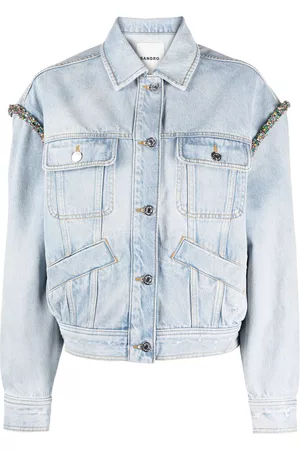 Sandro Women Denim Jackets - Crystal-embellished denim jacket