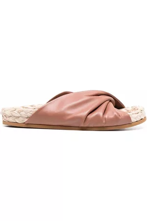 L'Autre Chose Women Sandals - Gathered leather raffia sandals