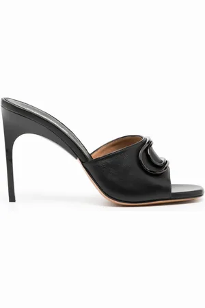 OFF-WHITE 100mm logo-plaque leather mules