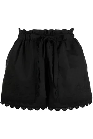 ULLA JOHNSON Scallop-edge embroidered mini shorts