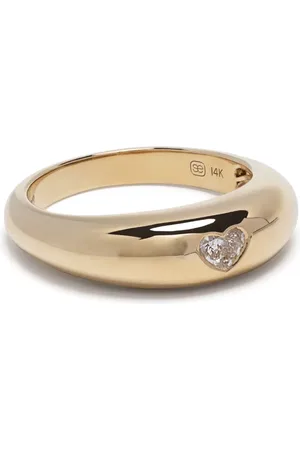 Sydney Evan 14kt yellow Puffy Band diamond signet ring