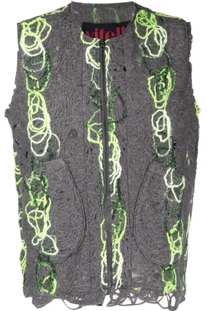 Vitelli Open-knit distressed zipped waistcoat