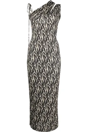 Nanushka Printed one-shoulder midi dress