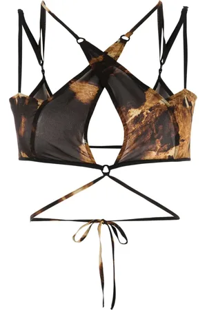 KNWLS Glimmer tie-detail crop top