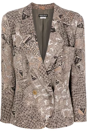 Giorgio Armani Women Blazers - 1980s abstract-print double-breasted jacket