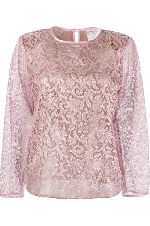 Saint Laurent 1980s lurex sheer lace blouse