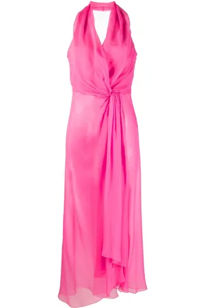 Alberta Ferretti Knotted halterneck silk top