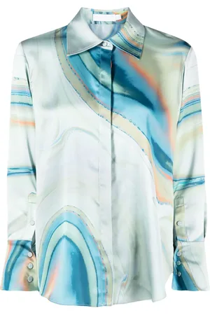 Simkhai Elika marble-print shirt