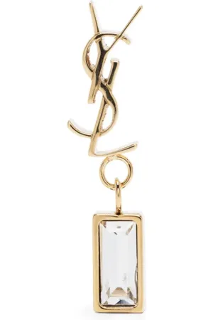 Saint Laurent Engraved-logo crystal-embellished earring