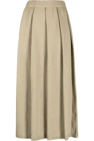 Auralee Box-pleated knitted cotton skirt