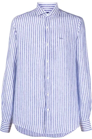 Paul & Shark Logo-embroidered striped linen shirt