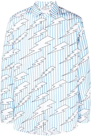 Neil Barrett Lightning-print striped cotton shirt