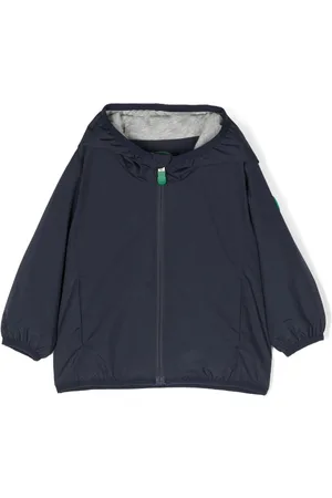 save the duck Logo-patch zip-up windbreaker