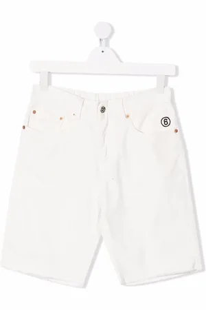 Maison Margiela TEEN embroidered-logo denim shorts