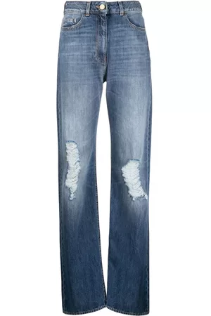 Elisabetta Franchi Women Straight Jeans - Ripped-detail denim jeans