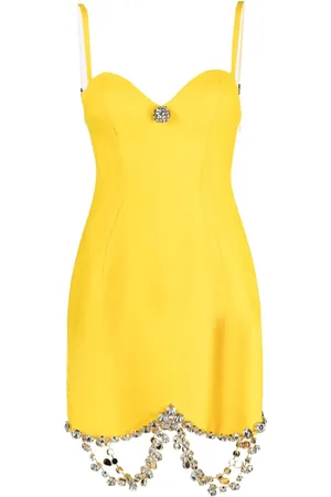 AREA Draped crystal-embellished minidress