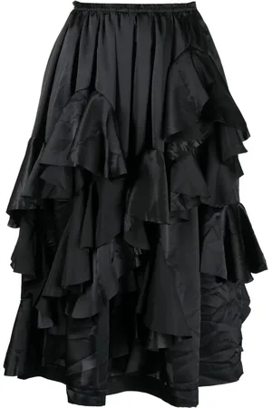 Comme des Garçons Satin ruffled midi skirt