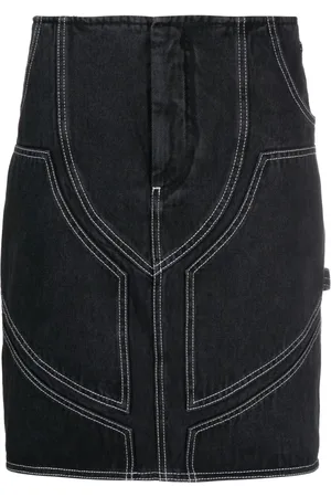 OFF-WHITE Contrast-stitch denim skirt