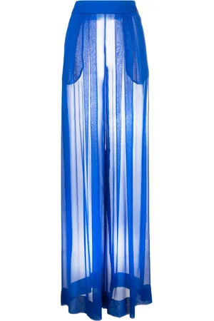 LAQUAN SMITH High-rise wide-leg silk trousers