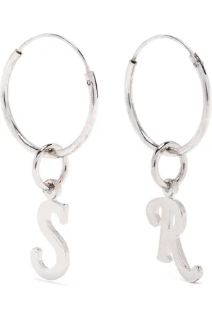 RAF SIMONS Logo-charm hoop earrings