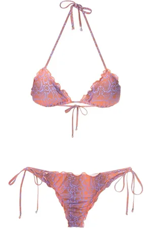 AMIR SLAMA Snakeskin-print triangle bikini