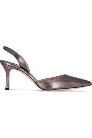 Manolo Blahnik Metallic-effect slingback heeled pumps