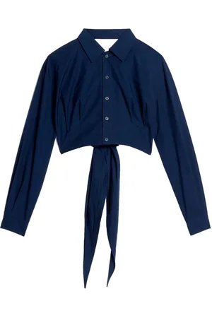 Ami Tie-detail cropped cotton shirt