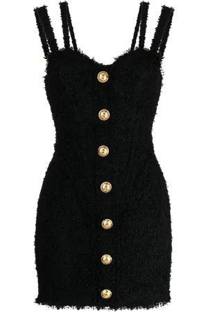 Balmain Button-embellished tweed minidress