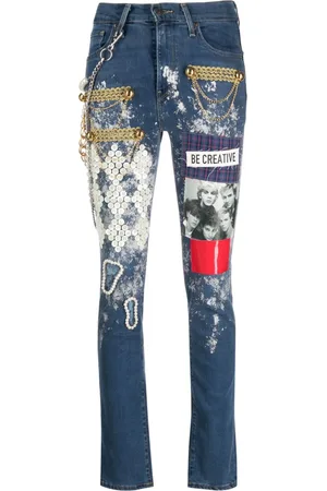 JUNYA WATANABE Patchwork appliqué skinny jeans