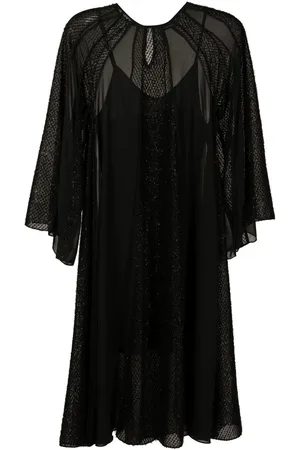 Olympiah Wide-sleeved fringe-detail dress