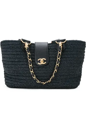 CHANEL Woven raffia tote bag