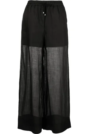 LORENA ANTONIAZZI Semi-sheer ramie palazzo trousers