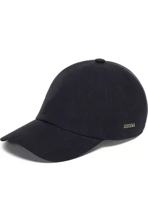 Z Zegna Men Logo Caps - Logo-plaque linen baseball cap