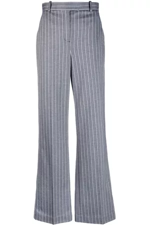 Circolo Women Wide Leg Pants - Pinstripe-pattern flared trousers