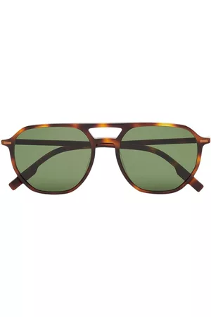 Z Zegna Men Sunglasses - Tortoiseshell-effect pilot-frame sunglasses