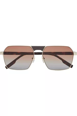Z Zegna Men Sunglasses - Tortoiseshell-effect geometric-frame sunglasses