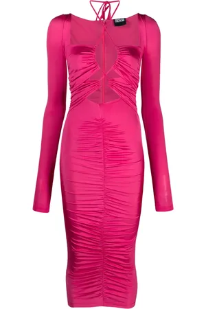 VERSACE Cut-out lace-up midi dress