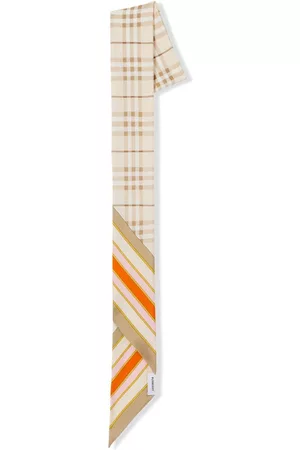 Burberry Scarves - Check-print silk skinny scarf