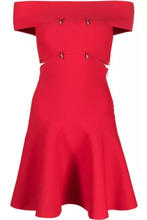 Alexander McQueen Off-shoulder flared mini dress