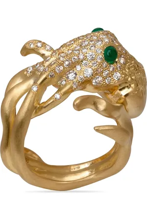 GAËLLE 18K yellow La Pieuvre diamond and emerald ring