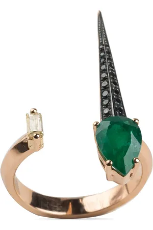 GAËLLE 18kt yellow gold Unitaire diamond and emerald ring